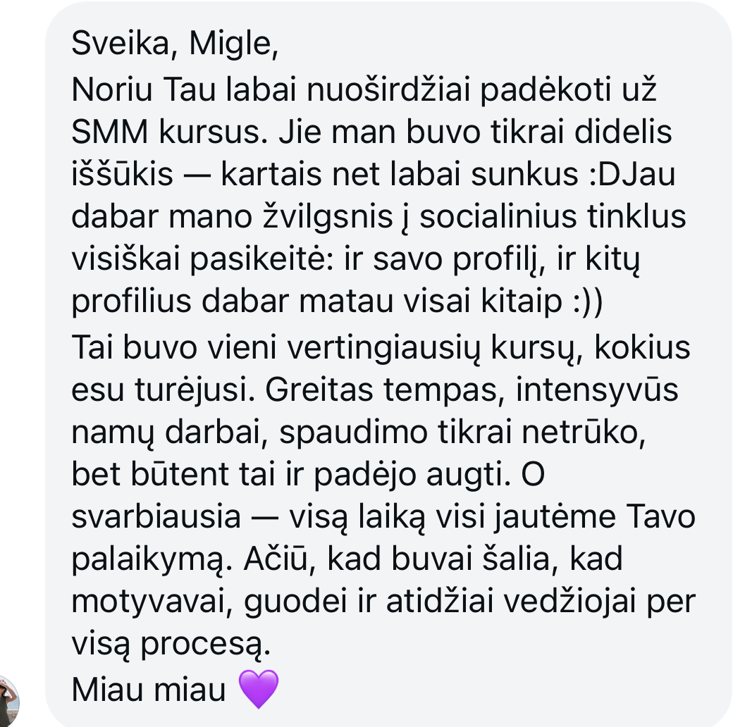 Nekenčiu marketingo SMM kursai atsiliepimai 3