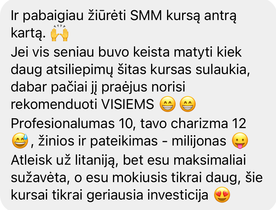 Nekenčiu marketingo SMM kursai atsiliepimai 25